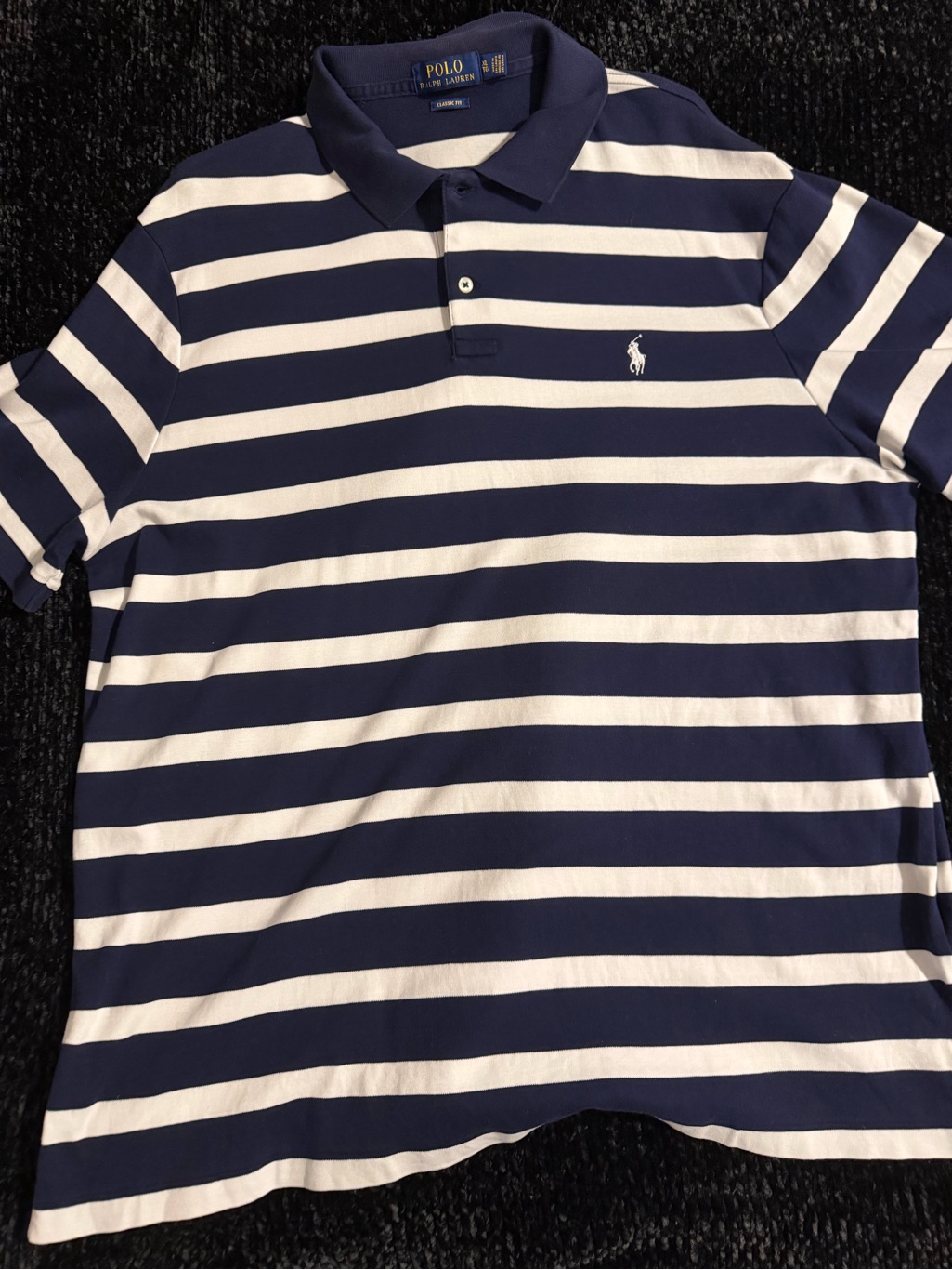 Ralph Lauren Navy & White Striped Polo Shirt